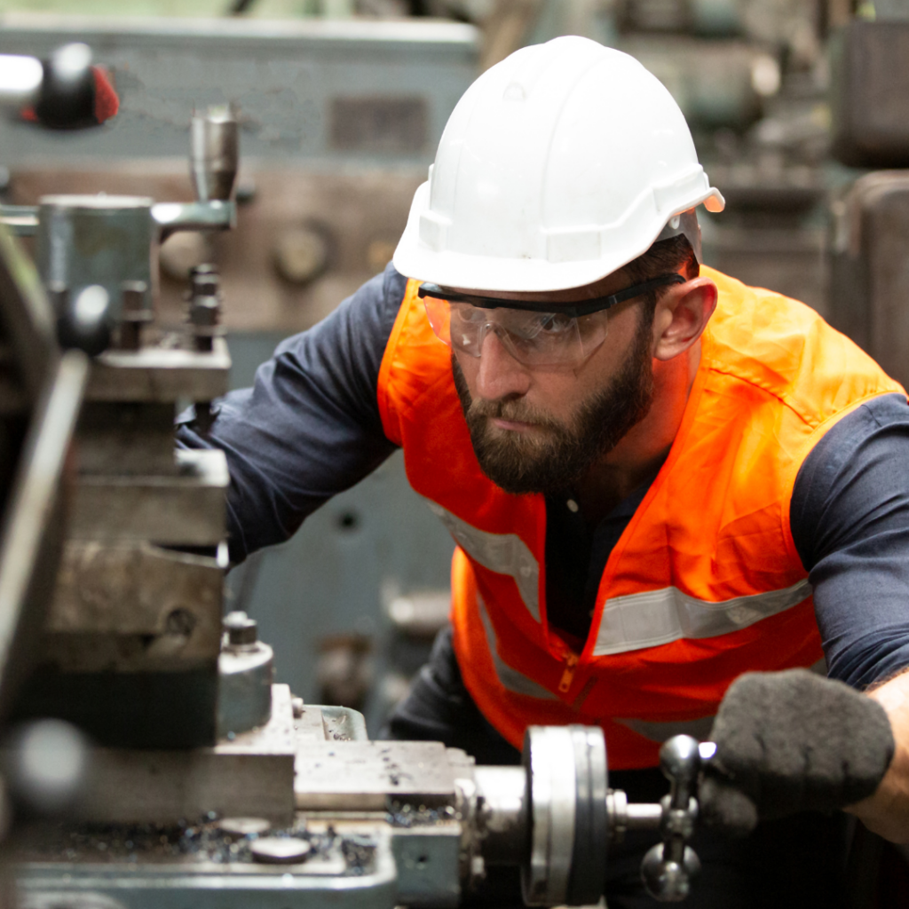 man operating machinery